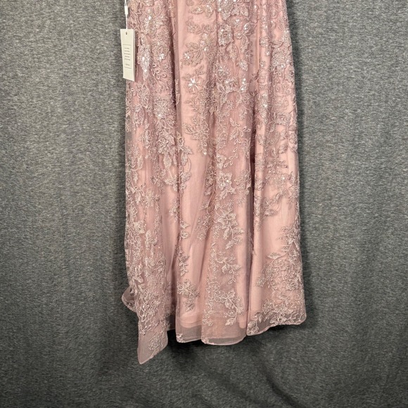 Mac Duggal 50665 Lilac Floral Lace Sequin Midi Dress Womens Size 10 - Picture 8 of 12